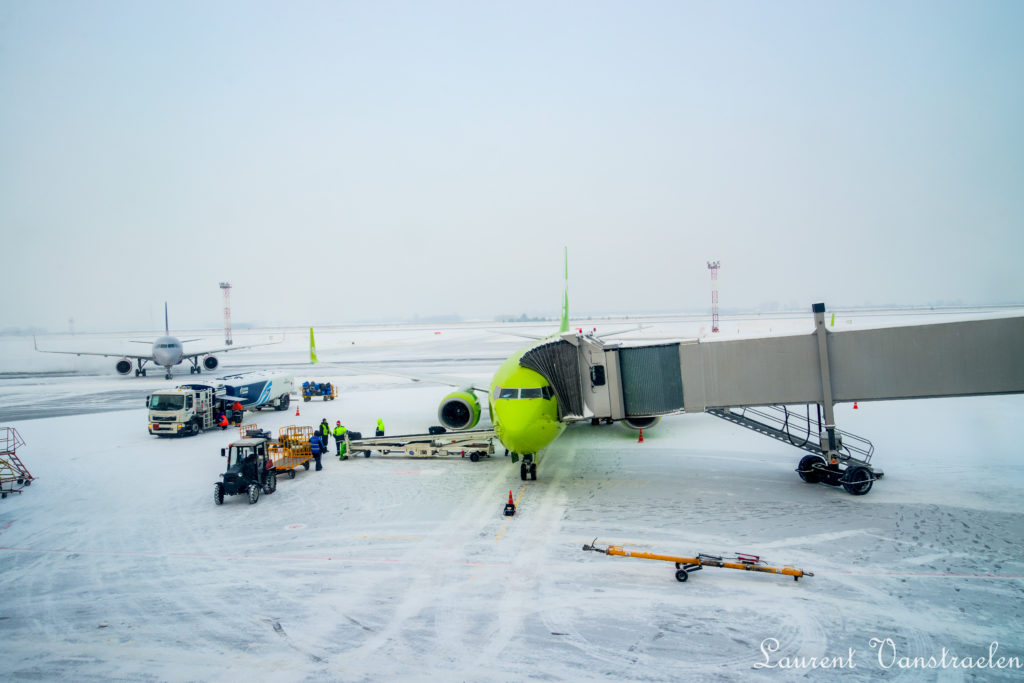 Siberian airport of Novosibirsk during the winter